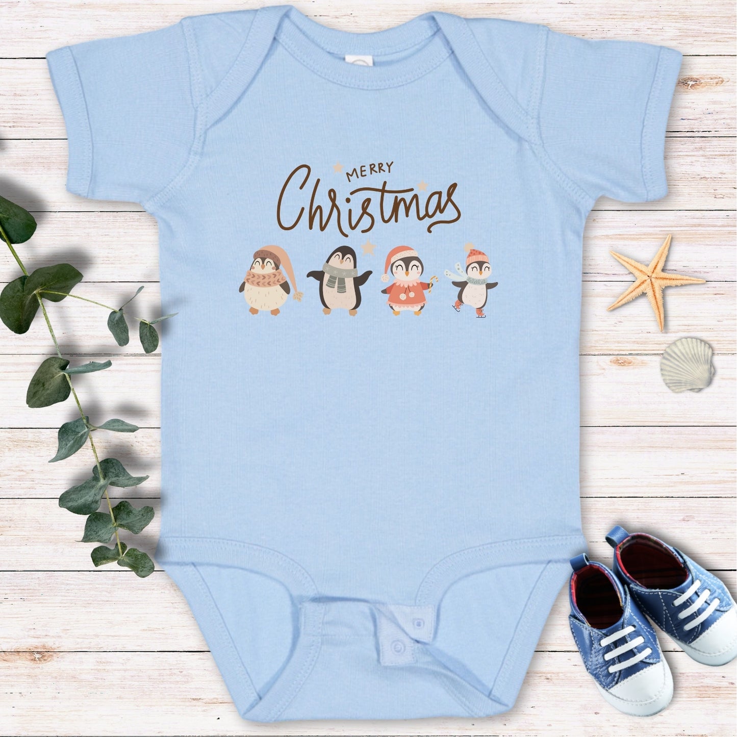 Merry Christmas penguins Bodysuit