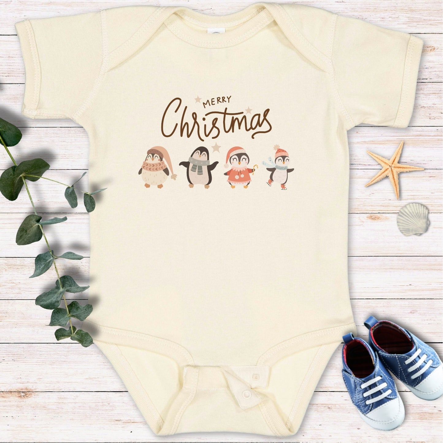 Merry Christmas penguins Bodysuit