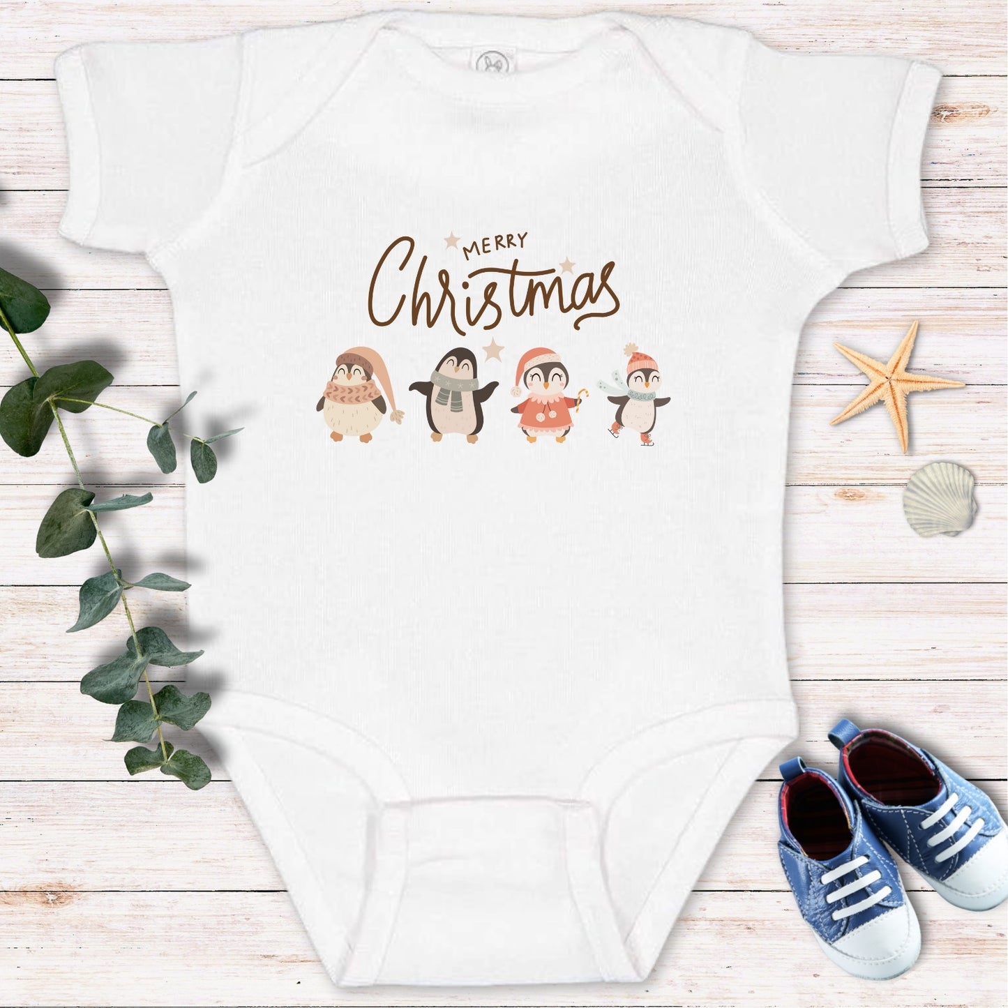 Merry Christmas penguins Bodysuit