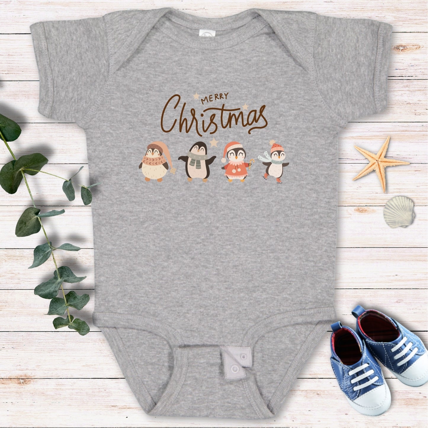 Merry Christmas penguins Bodysuit