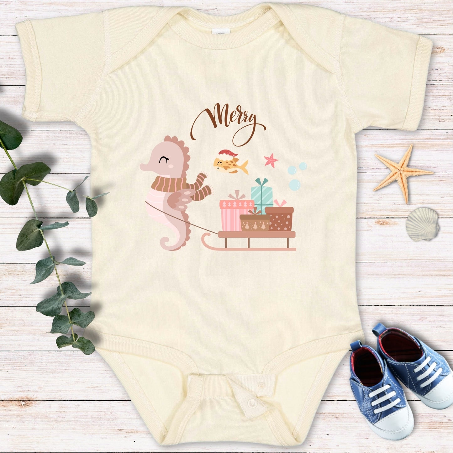 Christmas seahorse Bodysuit