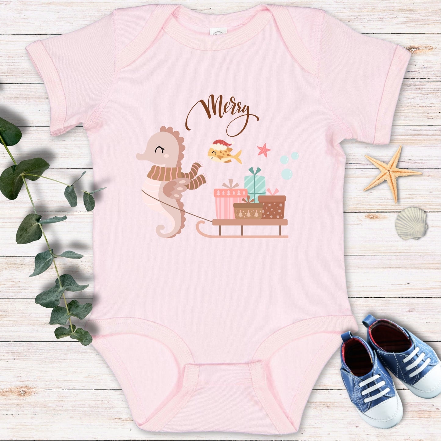 Christmas seahorse Bodysuit