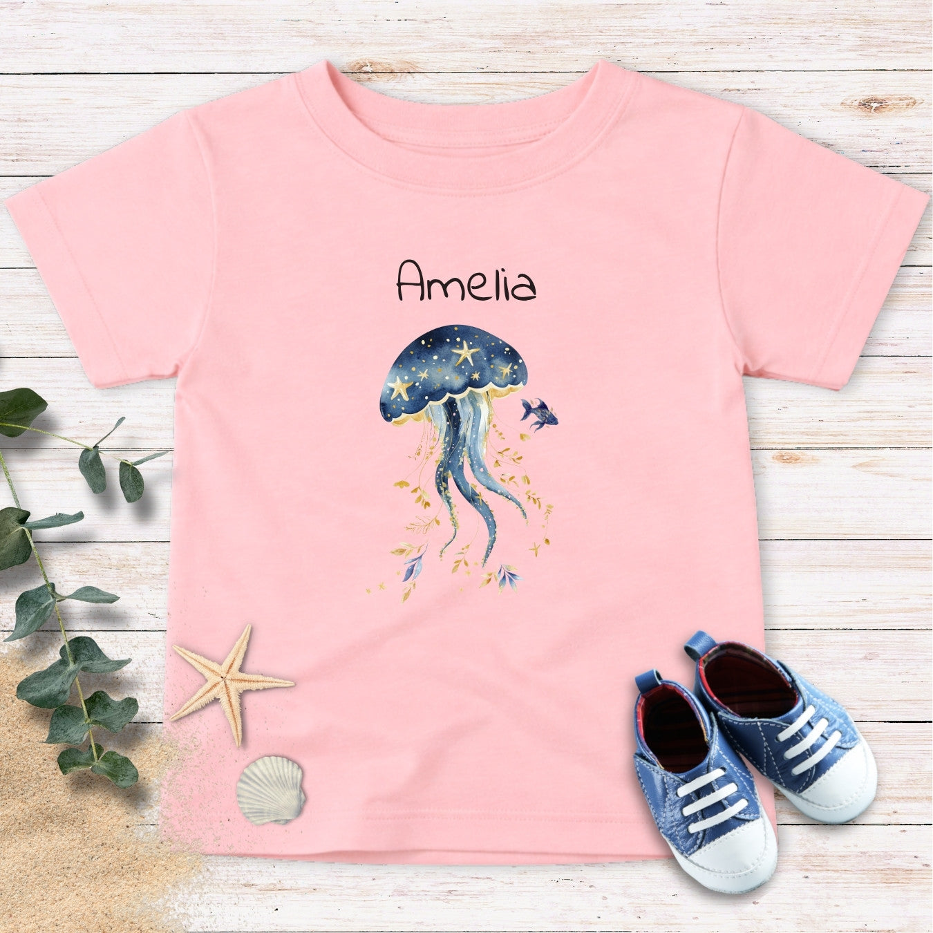 Personalized Jellyfish & stars Toddler Tee