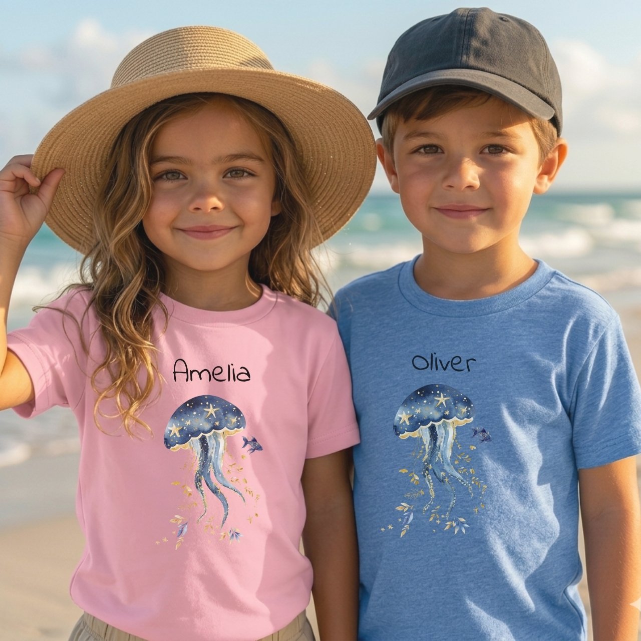 Personalized Jellyfish & stars Toddler Tee
